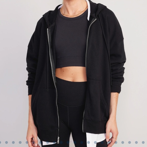 NWT OLD NAVY Oversized Full-Zip Hoodie Color: Black Jack - Picture 2 of 4